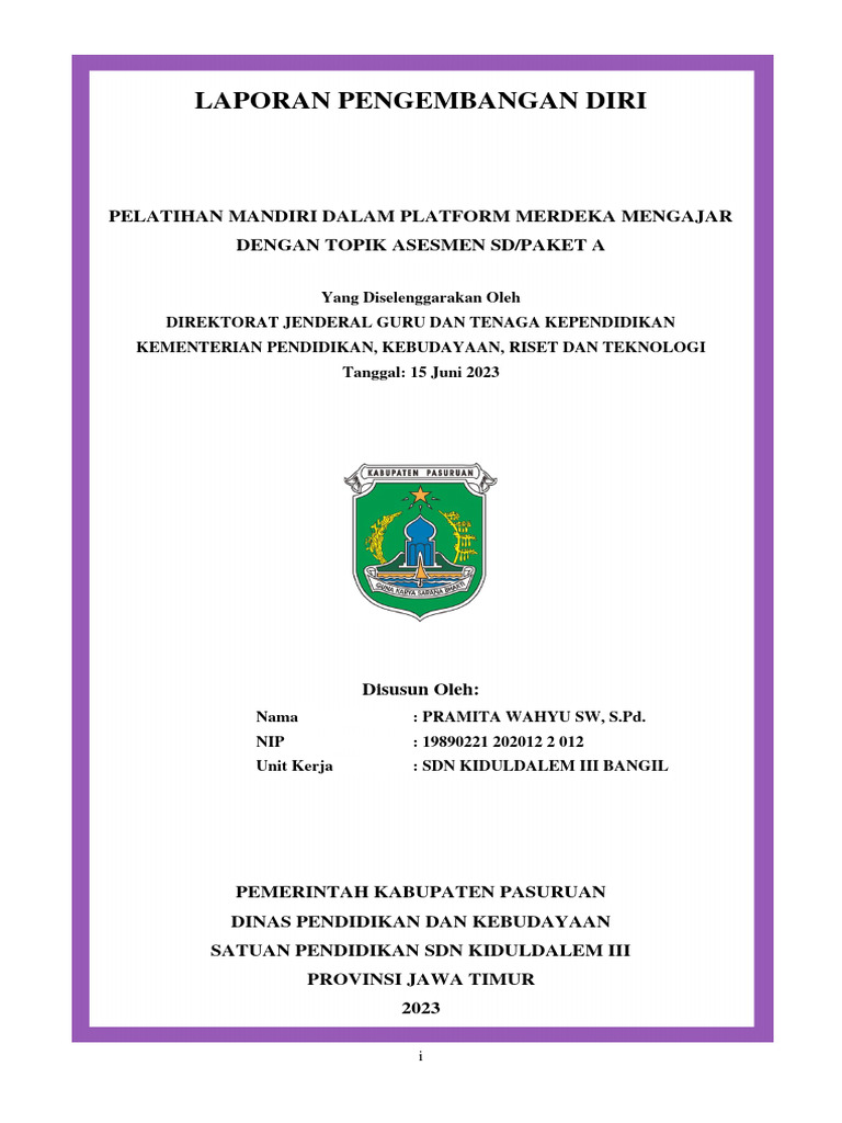 Laporan Pengembangan Diri Guru | PDF