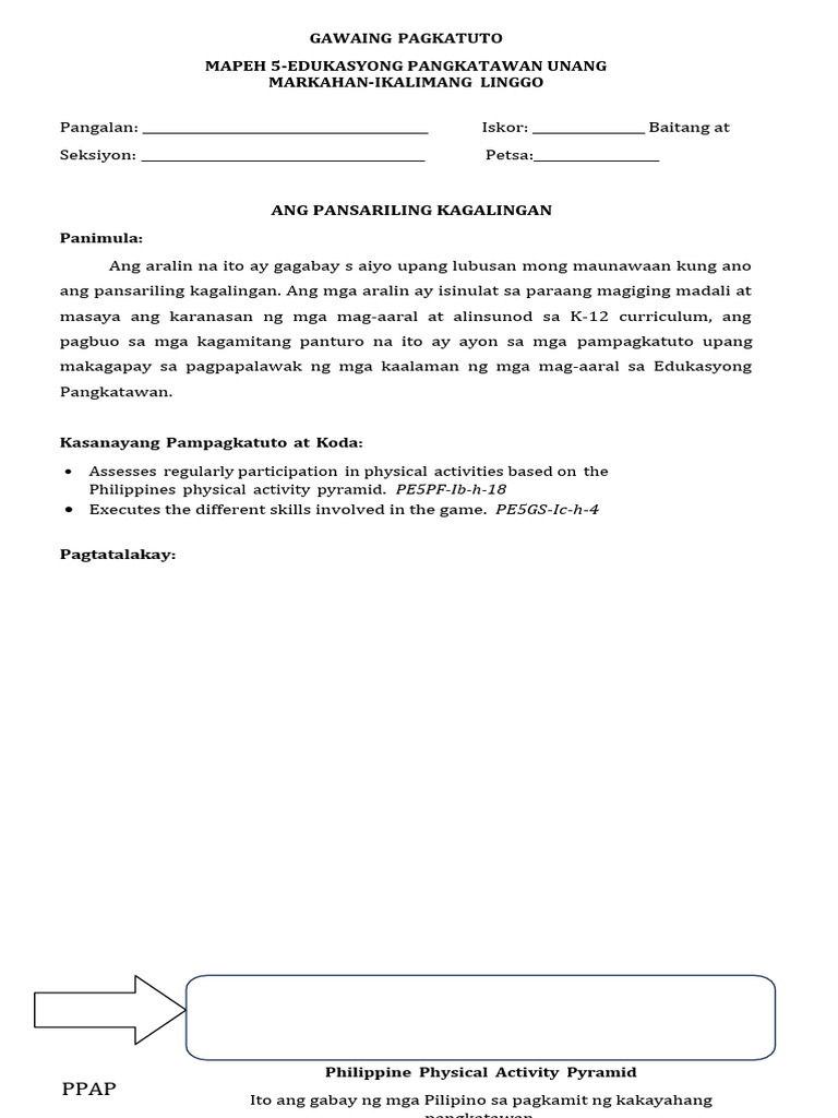 q1 Week 5 Las P.E 5 | PDF