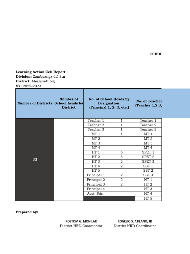 Learning Action Cell Report Overview | PDF