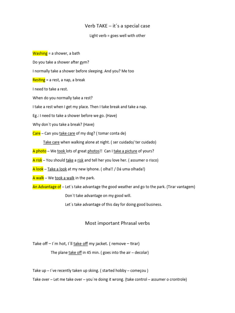 Verb TAKE | PDF