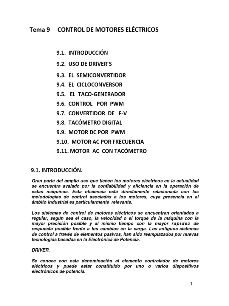 Tema 9 Control de Motores Eléctricos | PDF
