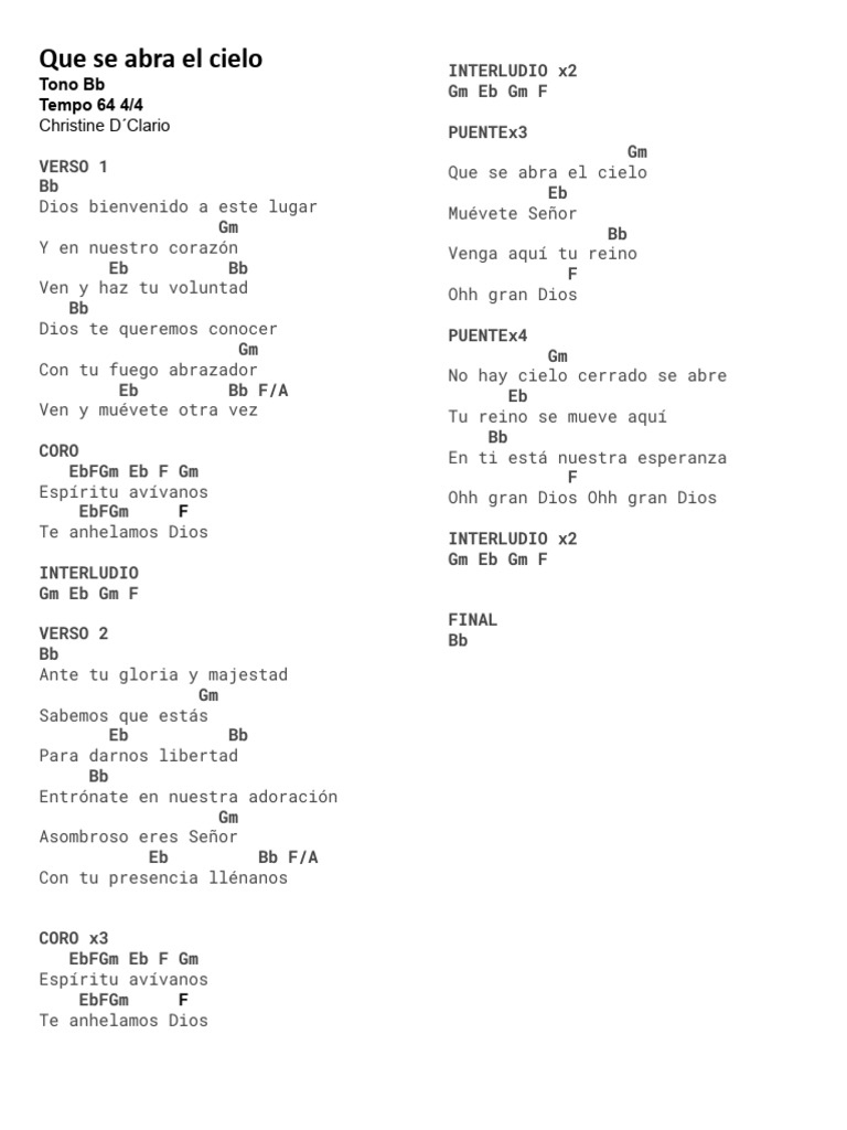 Que se abra el cielo christine d clario pdf