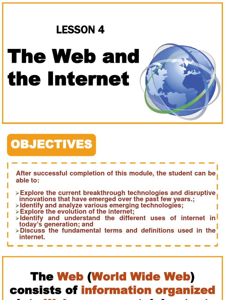 Lesson 4 The Web and The Internet | PDF