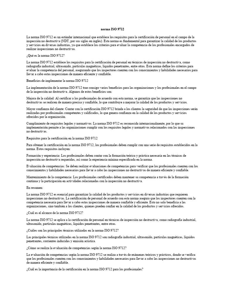 Norma ISO 9712 | PDF