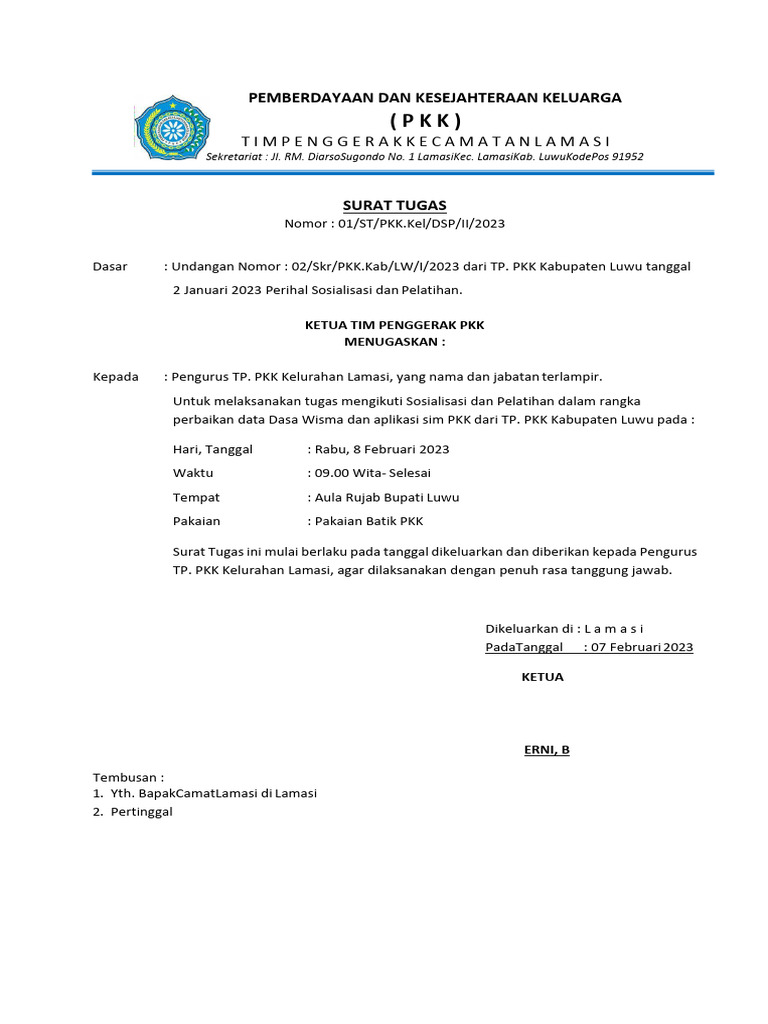 Surat Tugas PPK Tahun 2023 | PDF