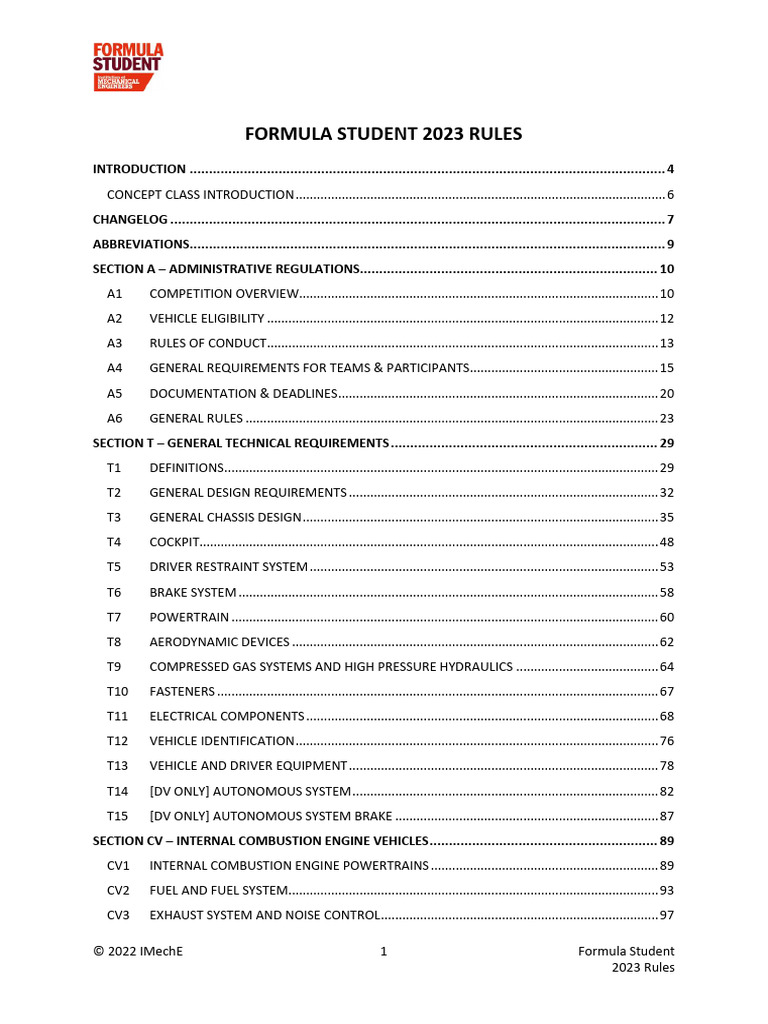 Formula Student 2023 Rulebook | PDF | Engineering | Artificial Intelligence