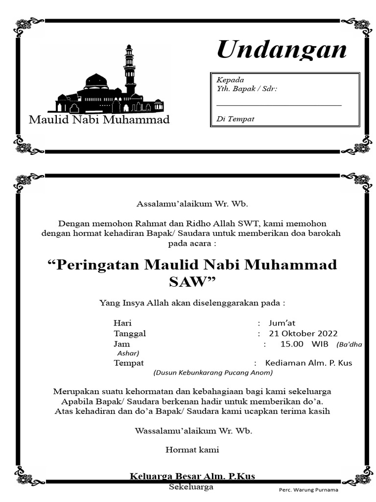 Undangan tahlil 1000 hari_1 (1) | PDF