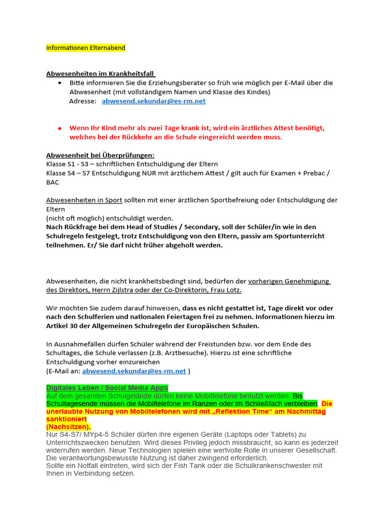 Informationen Elternabend SJ 2023-24 | PDF