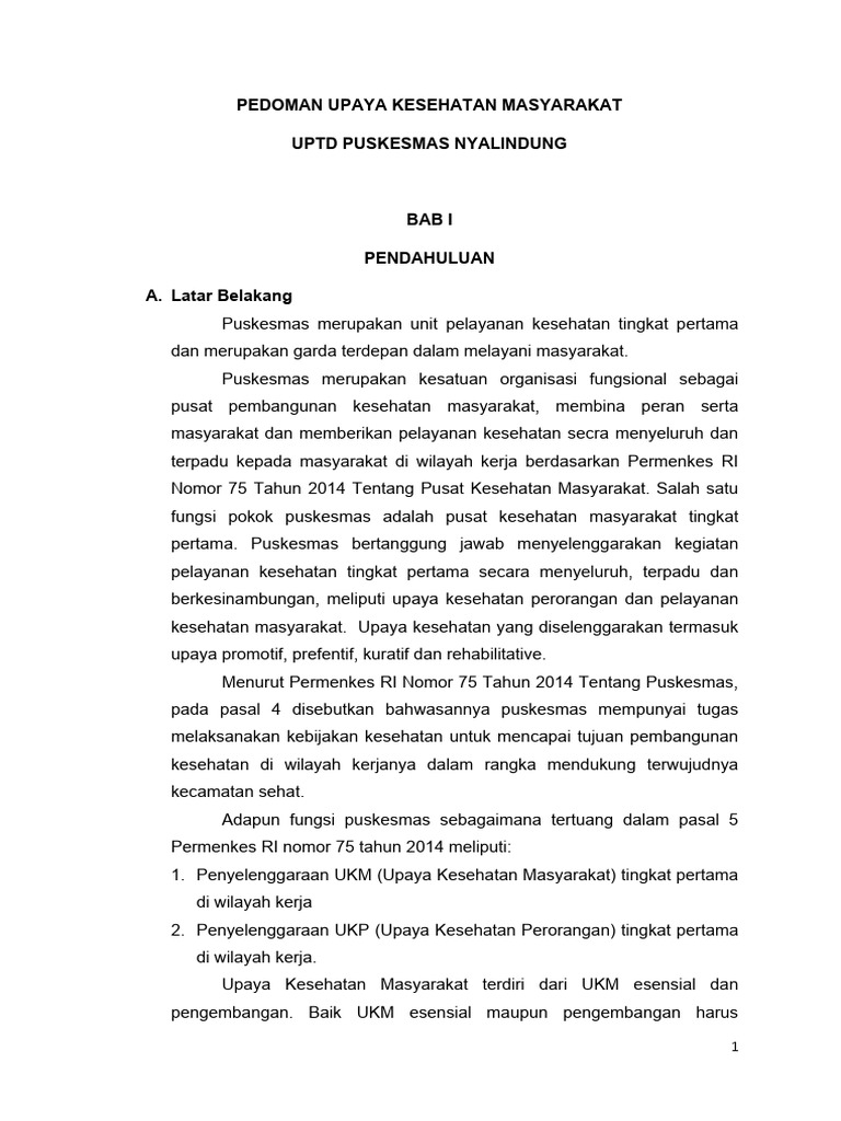 Pedoman Upaya Kesehatan Masyarakat Puskesmas | PDF | Pengembangan Diri