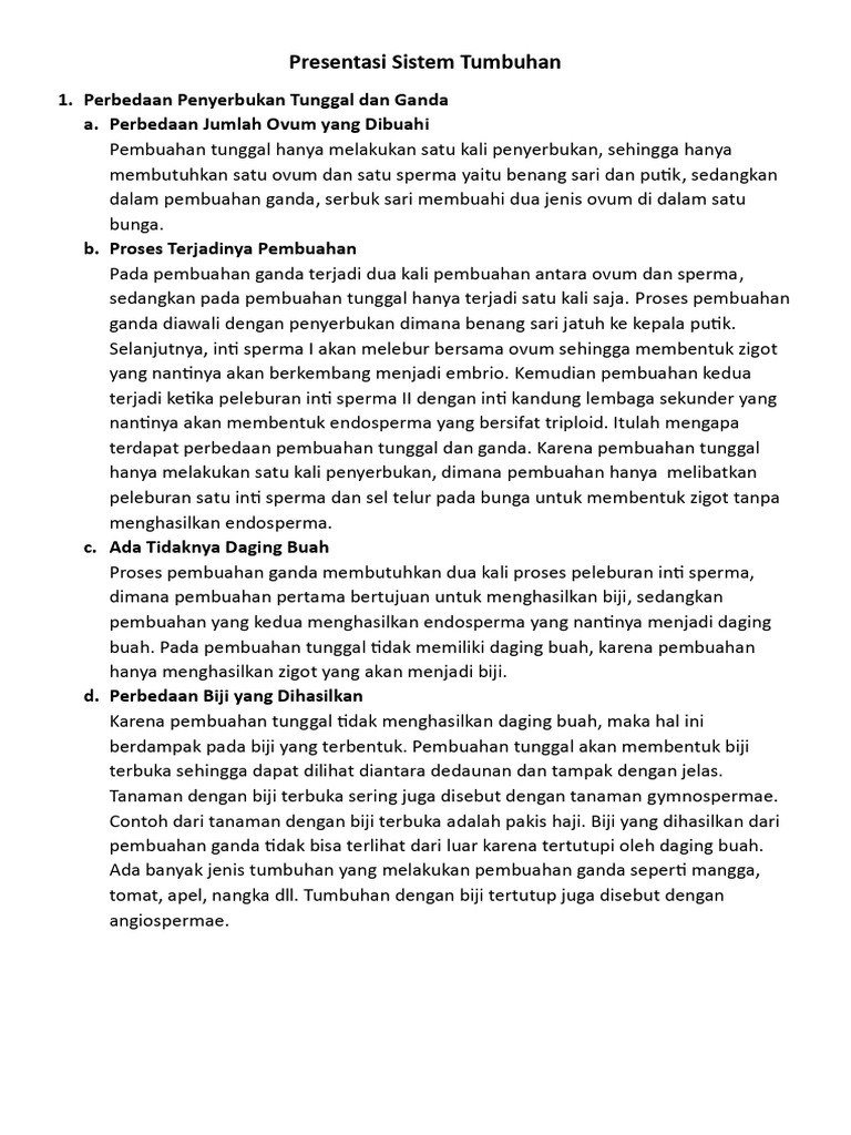 Presentasi Sistem Tumbuhan (Biologi) | PDF