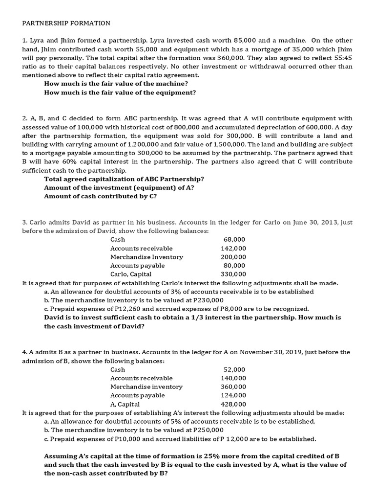 Partnership Formation and Valuation Guide | PDF | Business | Finance ...