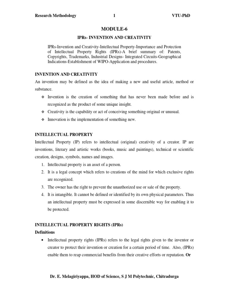 Module 6 | PDF | Intellectual Property | World Intellectual Property ...