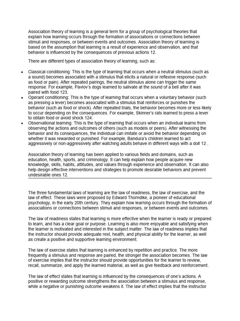 WHAT IS ASSOCIATIVE LEARNING THEORY intelligence overview