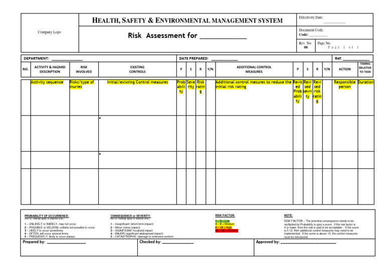Risk Assessment Template | PDF