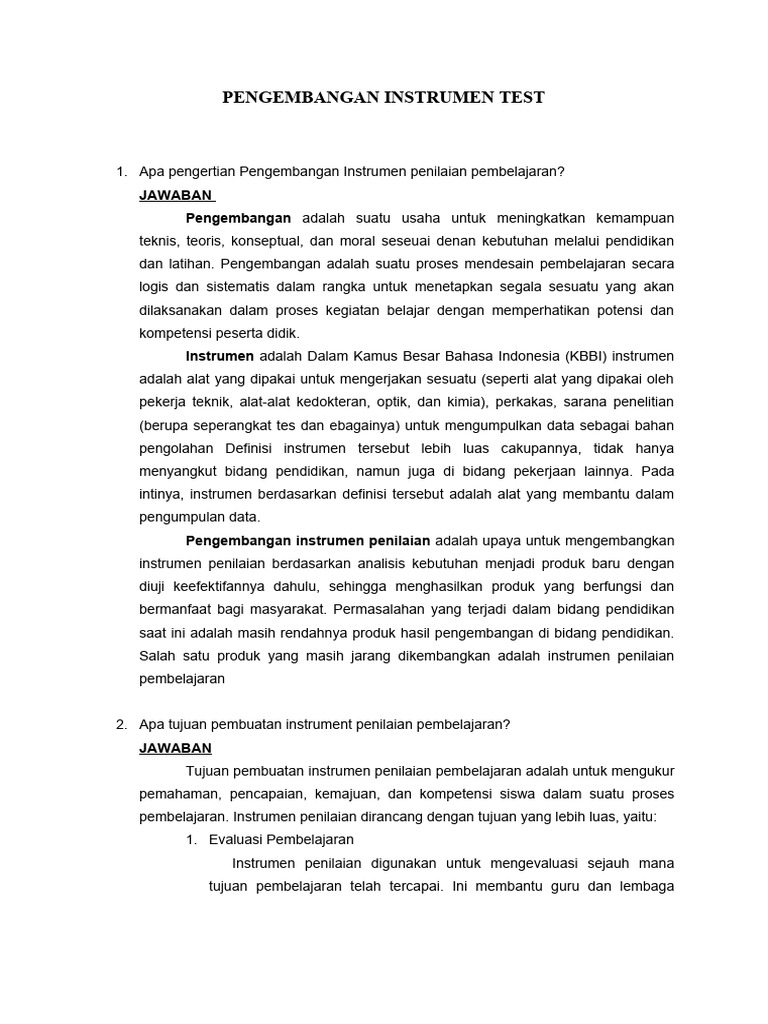 Tugas Pengembangan Instrumen Test | PDF