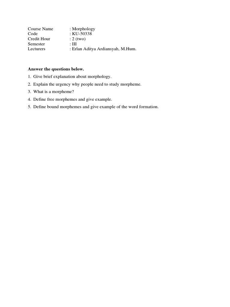 Morphology Course Overview and Key Concepts | PDF