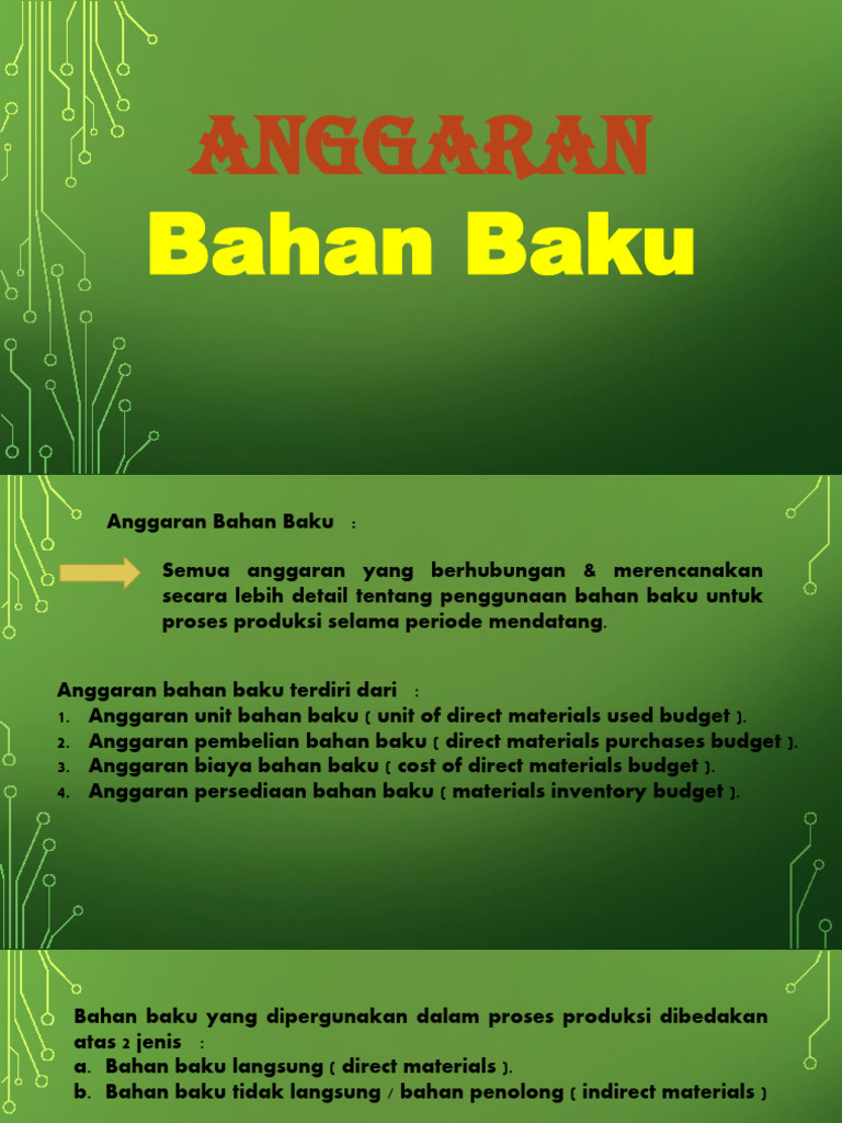 Anggaran Bahan Baku | PDF