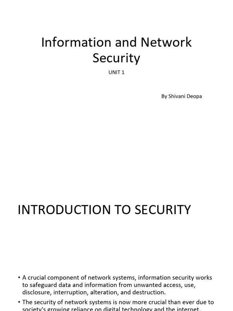 Information and Network SecurityUNIT 1 PDF
