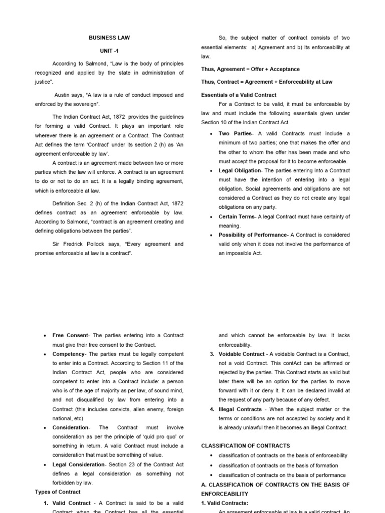 Business Law Unit 1 Pdf