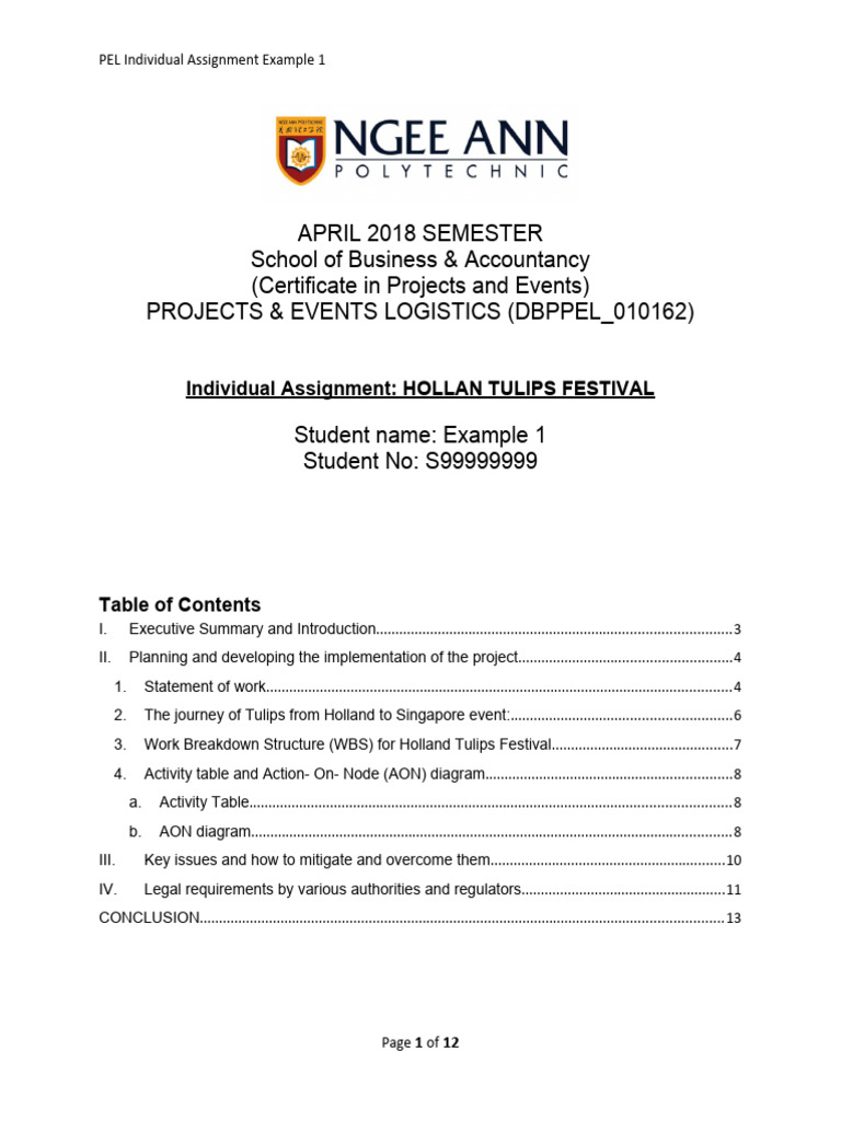Individual assignment example 1 floral festival pdf