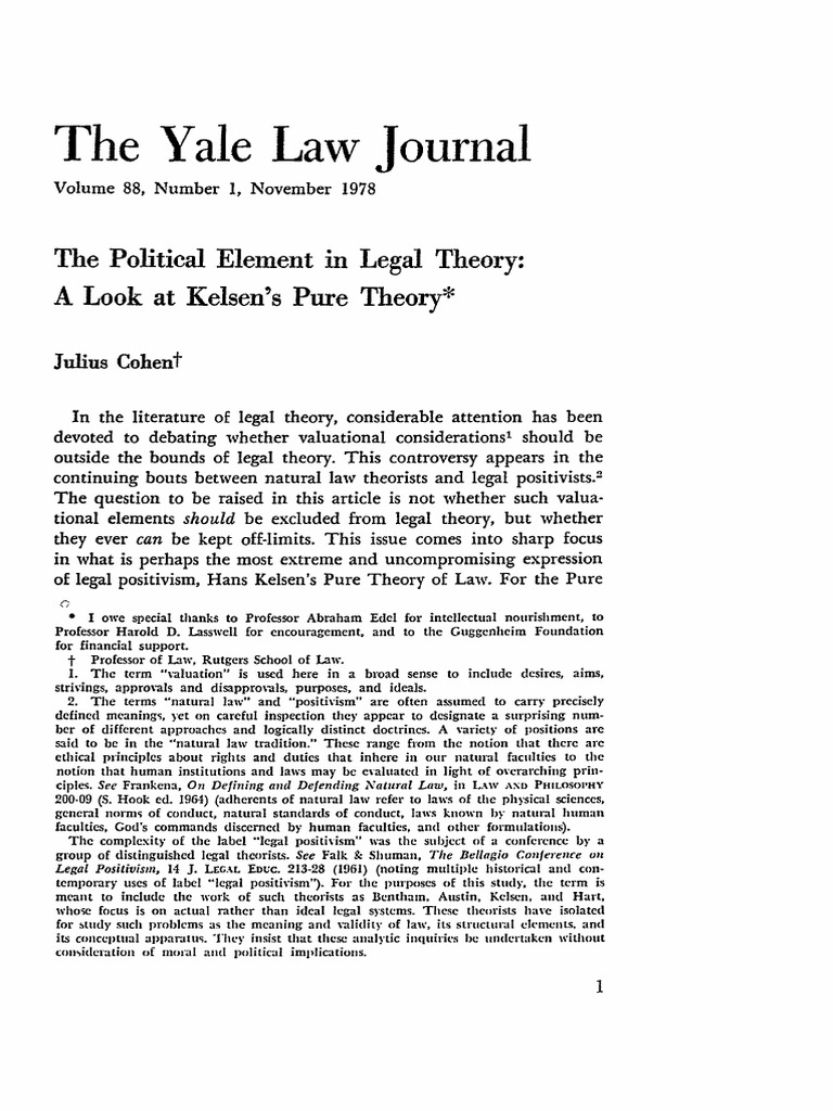 The Yale Law Journal The Political Element in Legal Theory PDF