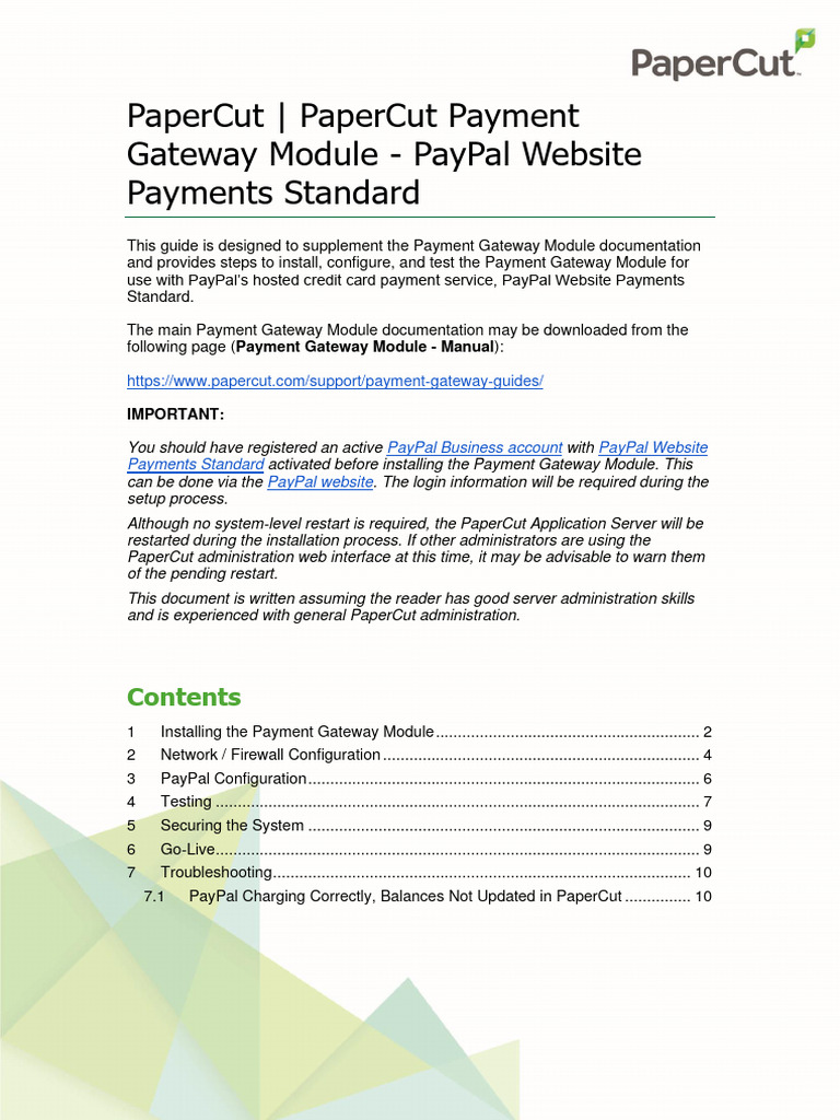 PaymentGatewayModule PayPalWebsitePaymentsStandard QuickStartGuide 2019 ...