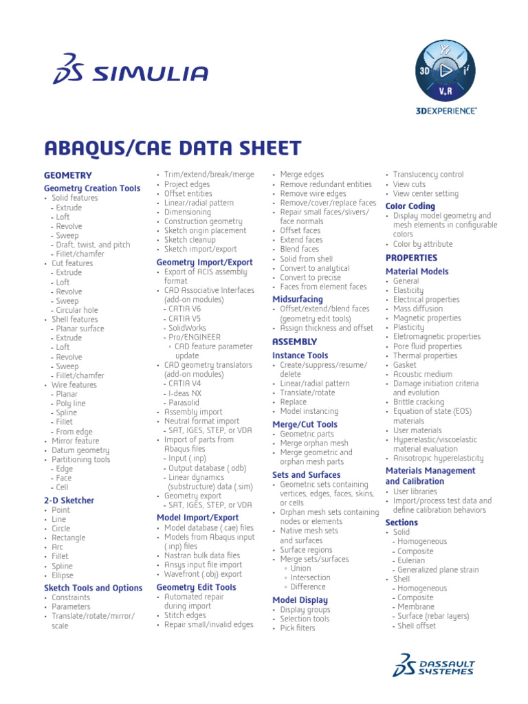 Abaqus Cae Datasheet Download Free Pdf Mechanical Engineering