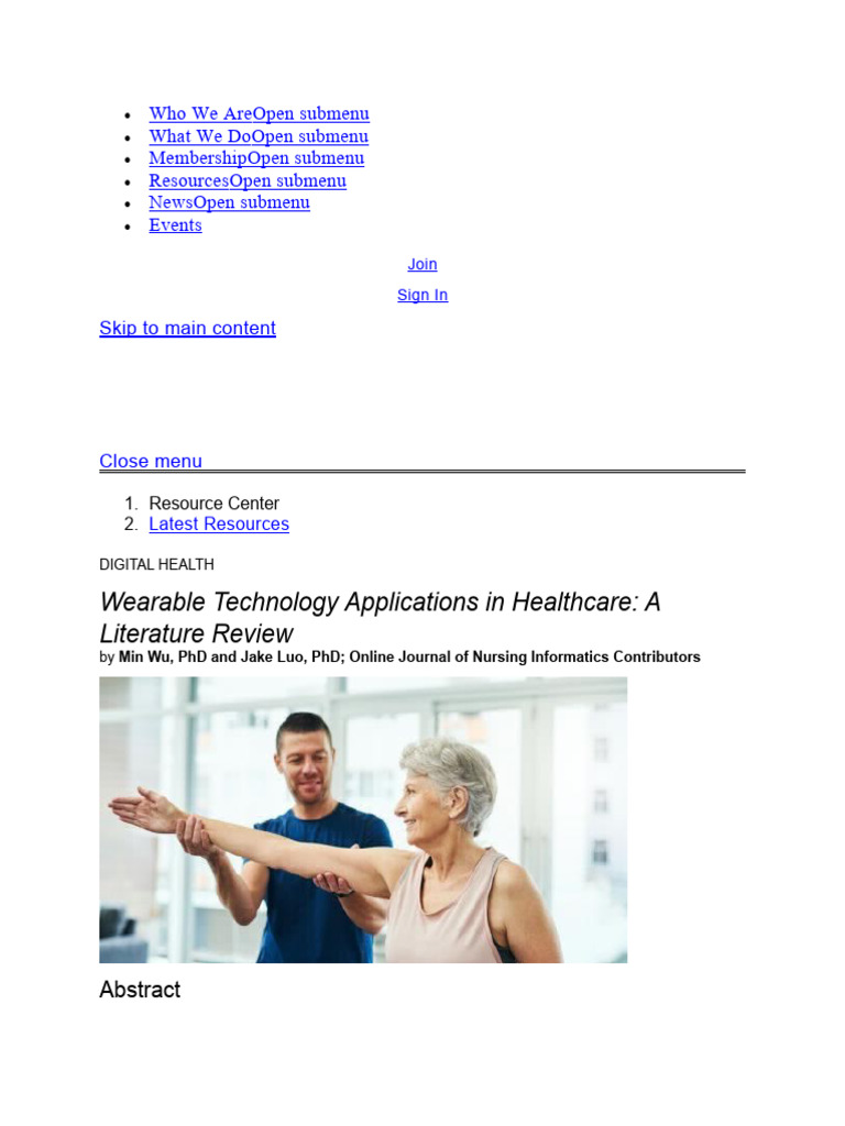Wearable Technology Applications in Healthcare A Literature Review PDF