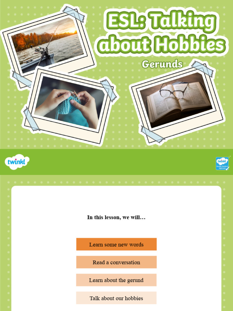 Esl Talking About Hobbies Gerund Pdf