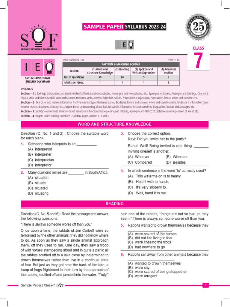 Ieo Class 7 Syllabus
