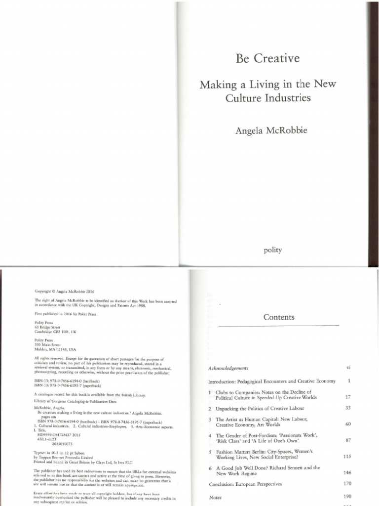 McRobbie Be Creative Reading | PDF