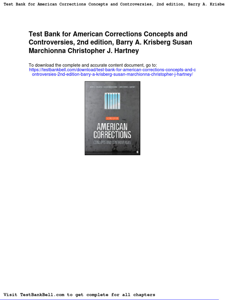 Test Bank For American Corrections Concepts and Controversies 2nd