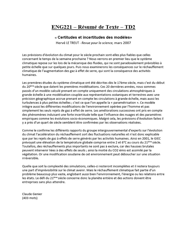 TD2 - Exemple de Résumé | PDF