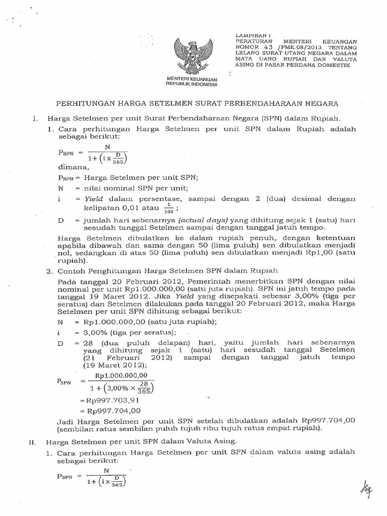 Perhitungan Harga Setelmen SPN 2013 | PDF