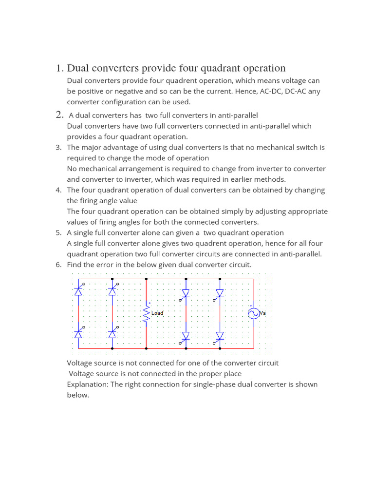 Dual Converters: Four Quadrant Operation Explained | PDF | Power ...