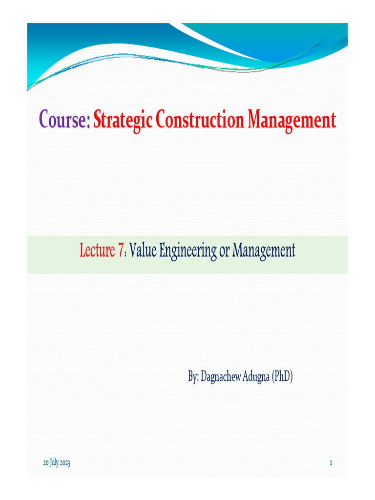 Lecture 7 value engineering pdf