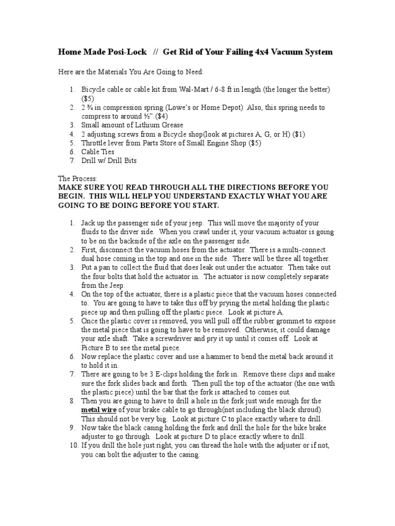 Posi Lock PDF Drill Four Wheel Drive