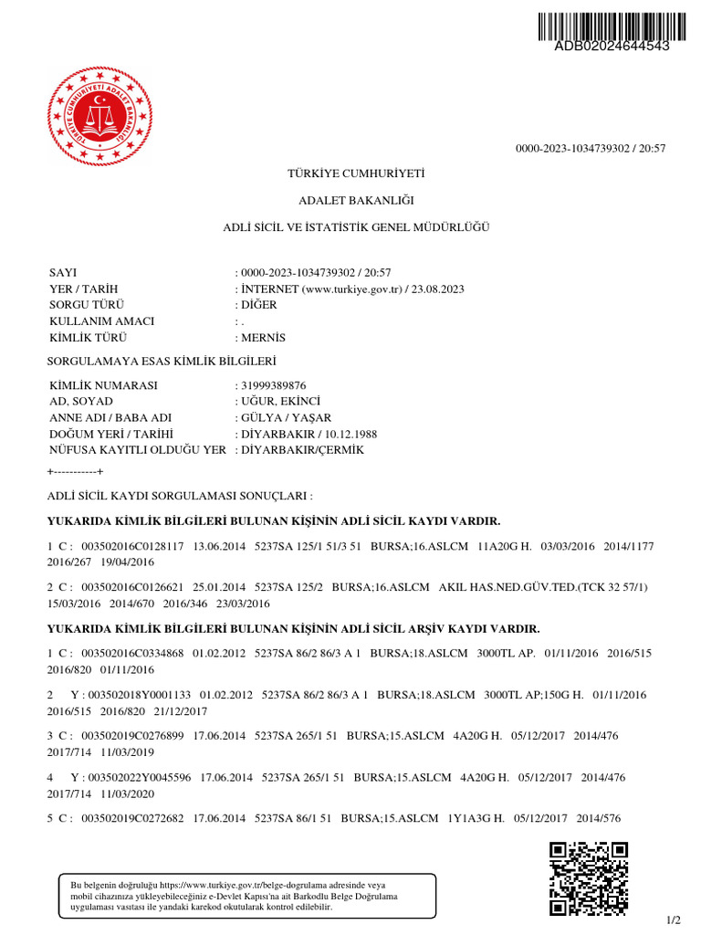 Adli Sicil Kaydi | PDF