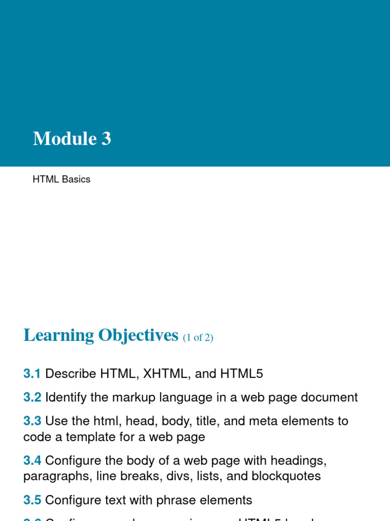 Module 3 HTML Basics | PDF