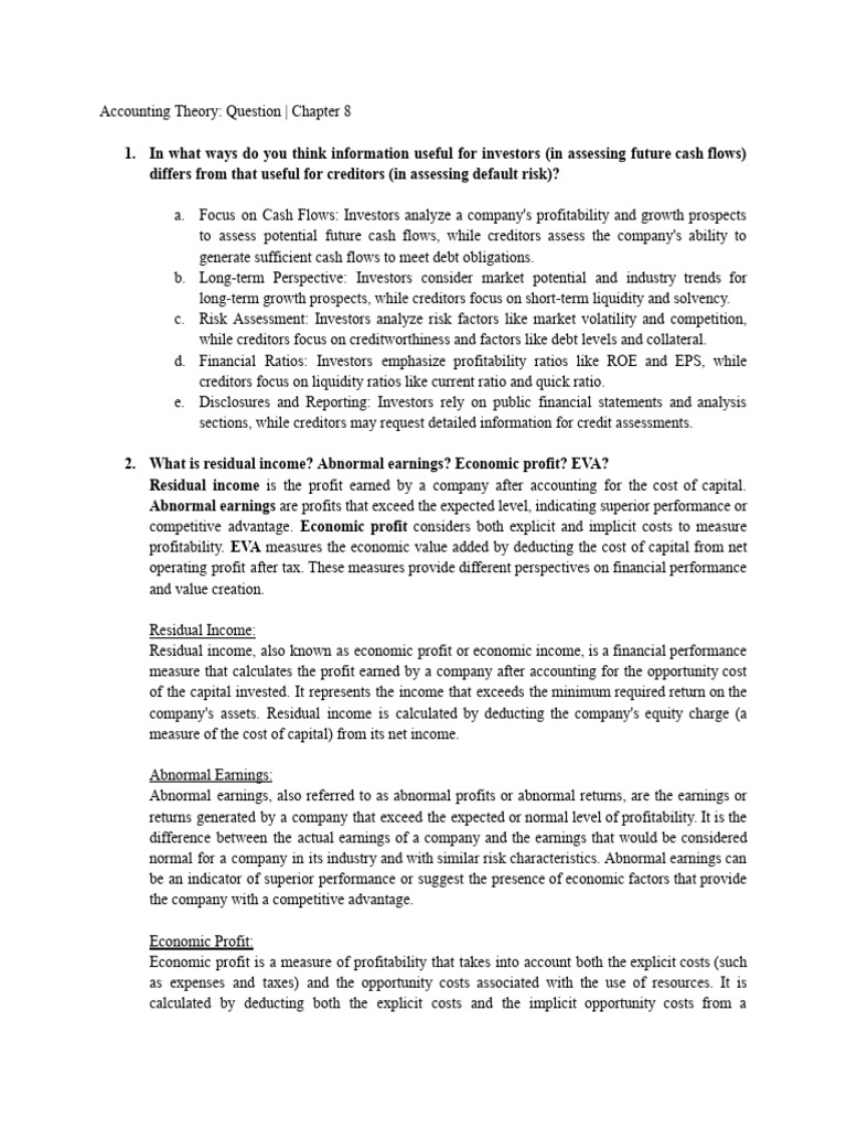 Accounting Theory - Question - Chapter 8 | PDF | Diversification ...