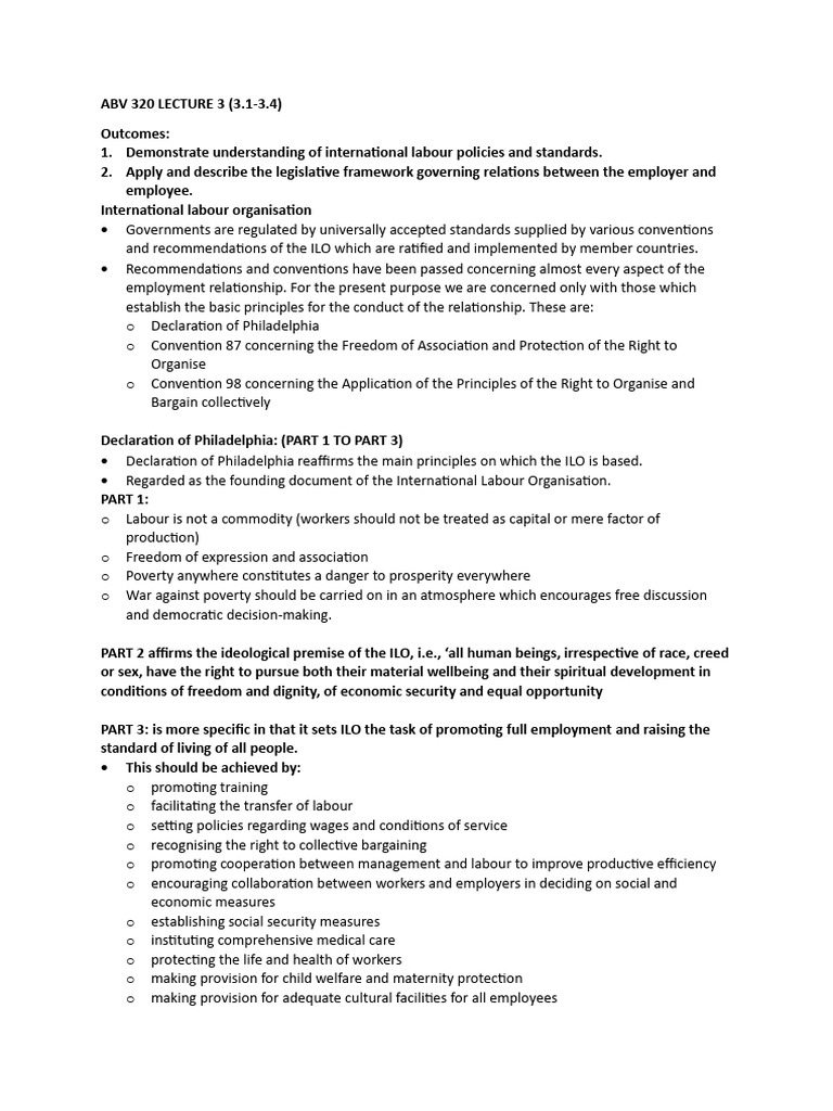 ABV UNIT 3 Final Summary | PDF | Employment | Labour Law