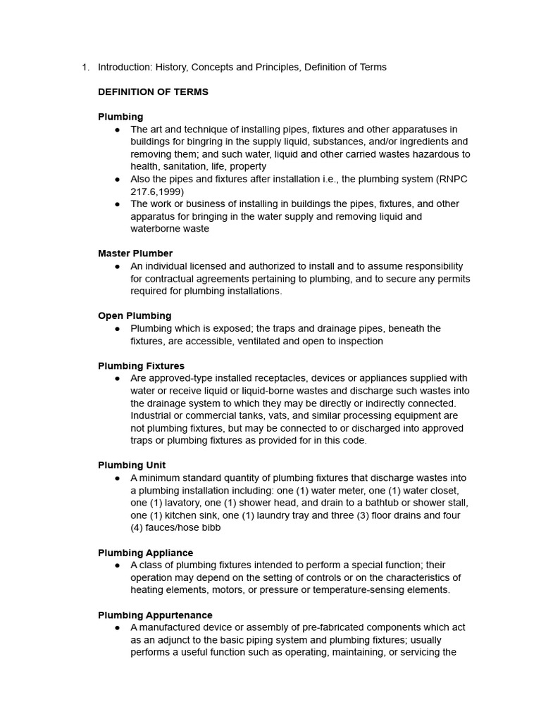 Plumbing Concepts and Definitions Guide | PDF | Home & Garden ...