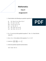 Mathematics: Class X Assignment 8