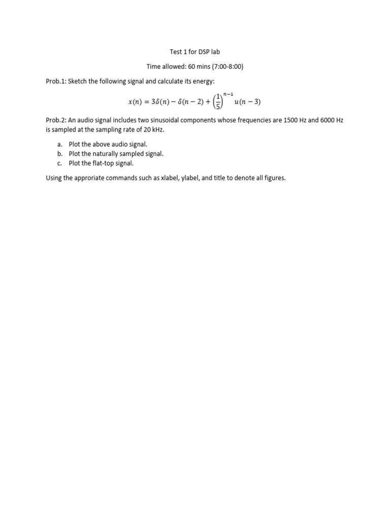 Test 1 For DSP Lab PDF