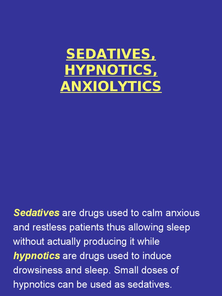 Overview of Sedatives and Anxiolytics | PDF | Benzodiazepine | Drugs ...