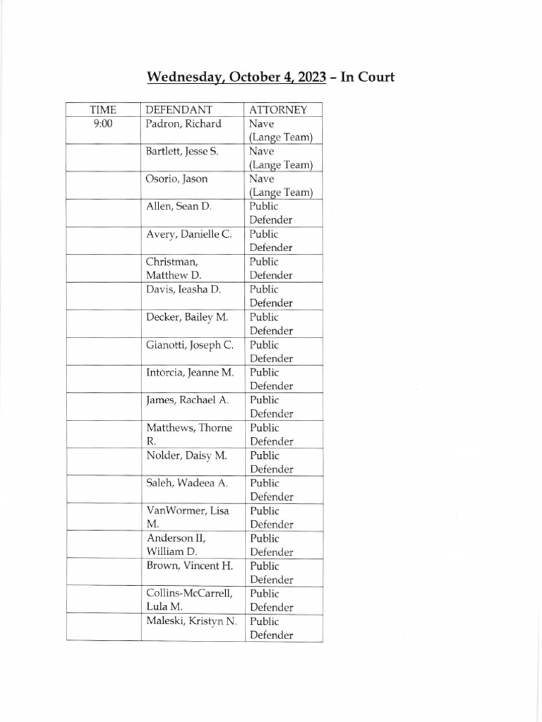 Jefferson County Court calendar Oct. 4, 2023 | PDF