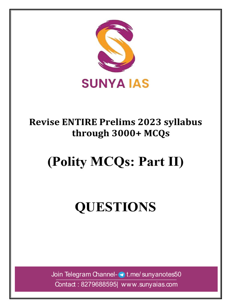 Part Ii Revise Polity Through Mcqs Sunya Ias Pdf