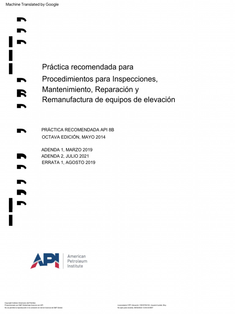 Api Recommended Practice 8B | Descargar gratis PDF | Derechos de autor ...