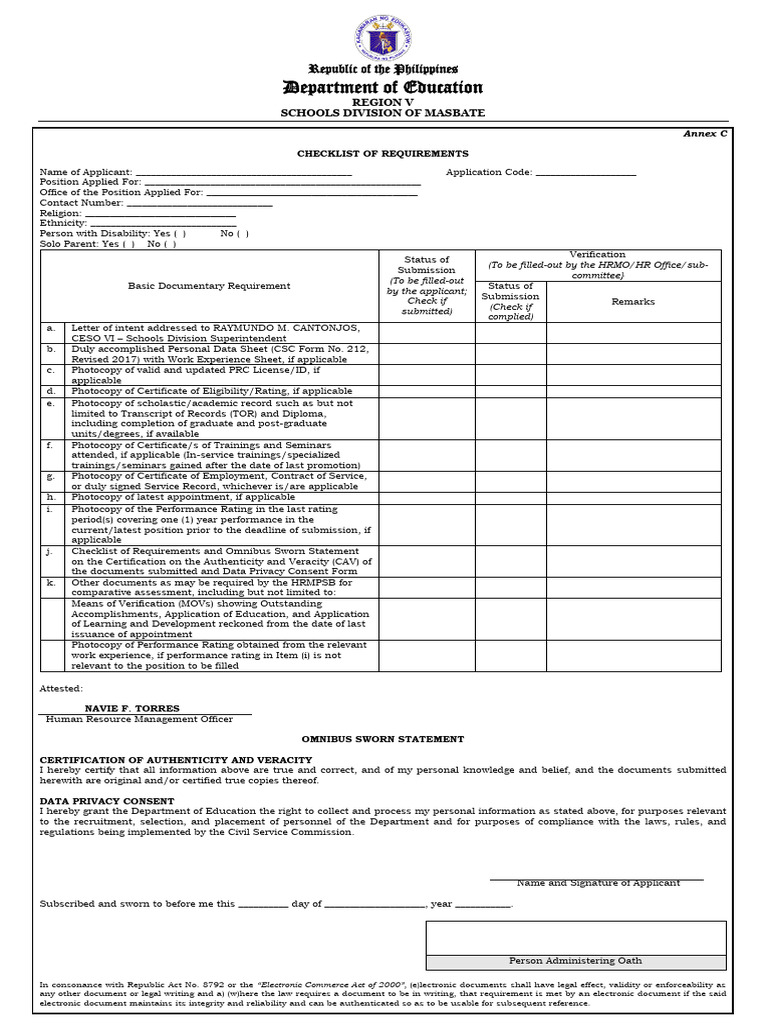 Annex CChecklist of Requirements of Applicants PDF