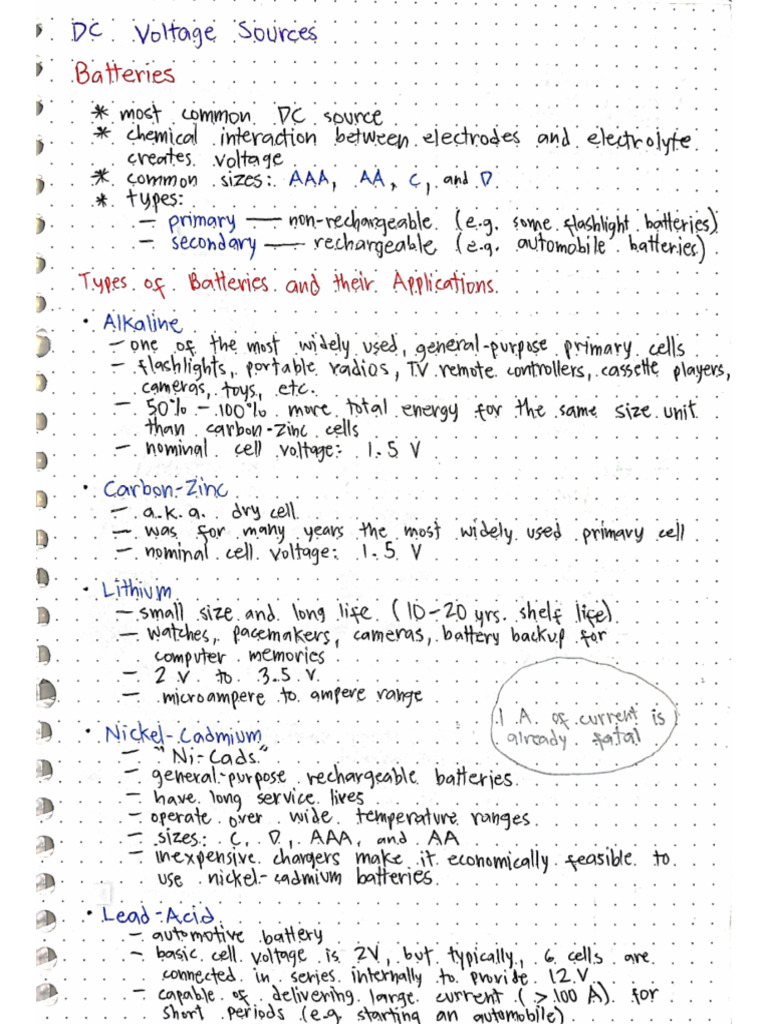 ELE 1 Notes (Voltage Sources To CDR) | PDF